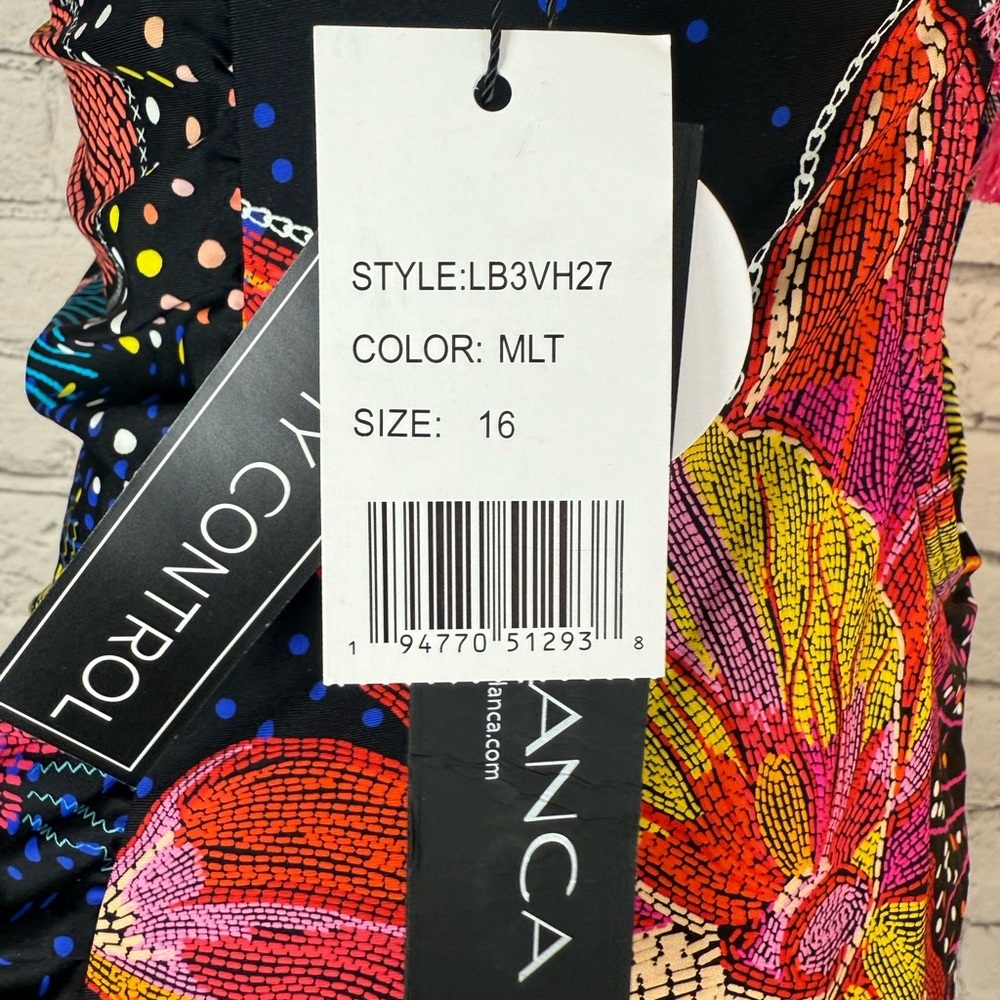 La Blanca Women's High Neck Keyhole Mio One Piece Swimsuit, Sunlit Soiree, Sz 16 - Picture 7 of 10